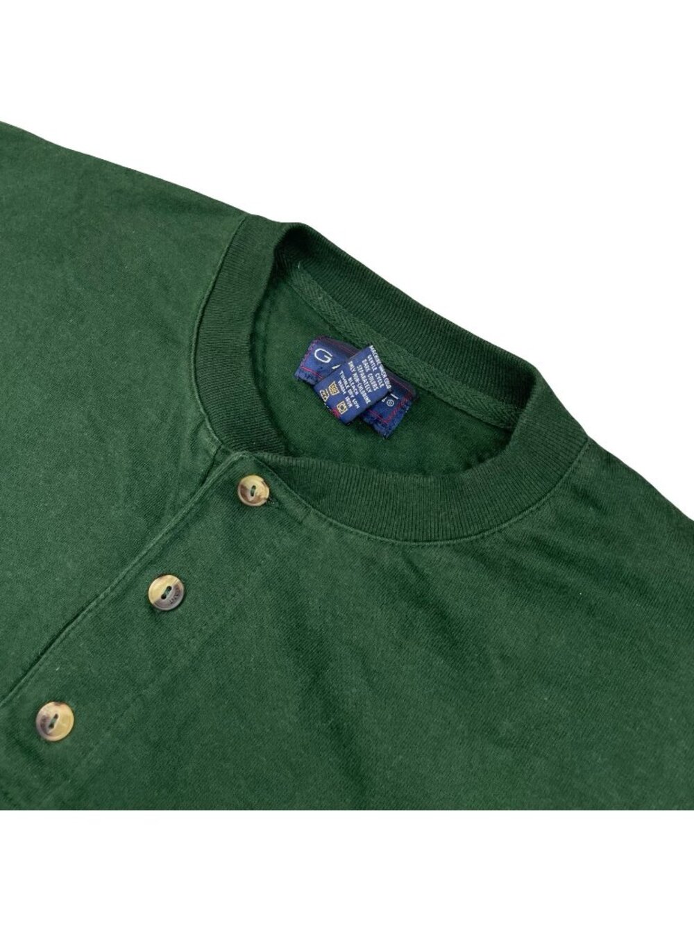 Gant Men's 100% Cotton L/S Henley T-Shirt Green • XL